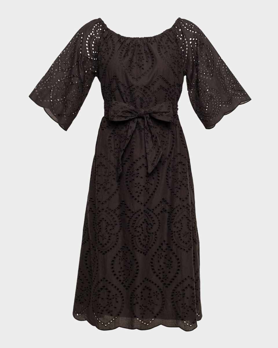 Coco Belted Eyelet Midi Dress